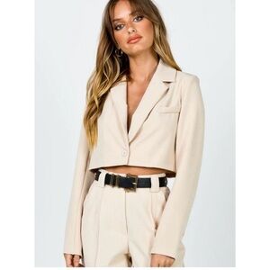 Princess Polly THE CITY CROPPED BLAZER BEIGE